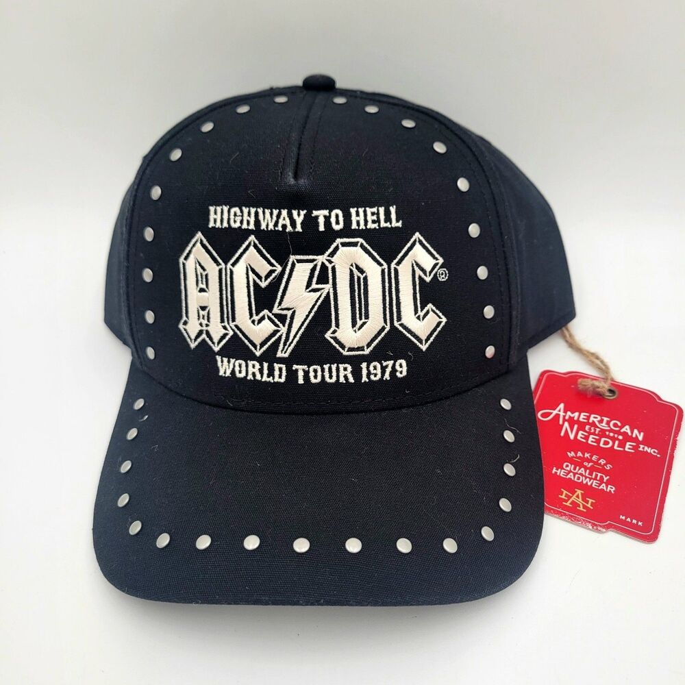 AC/DC Baseball Hat Cap Studded Black Highway To Hell World Tour 1979 NWT
